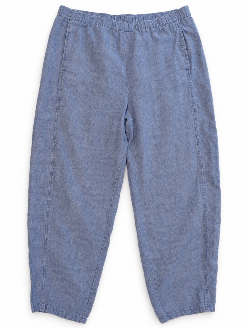 EILEEN FISHER Linen Lantern Pants Ankle Délavé Chambray Blue Wide XL - Picture 6 of 10
